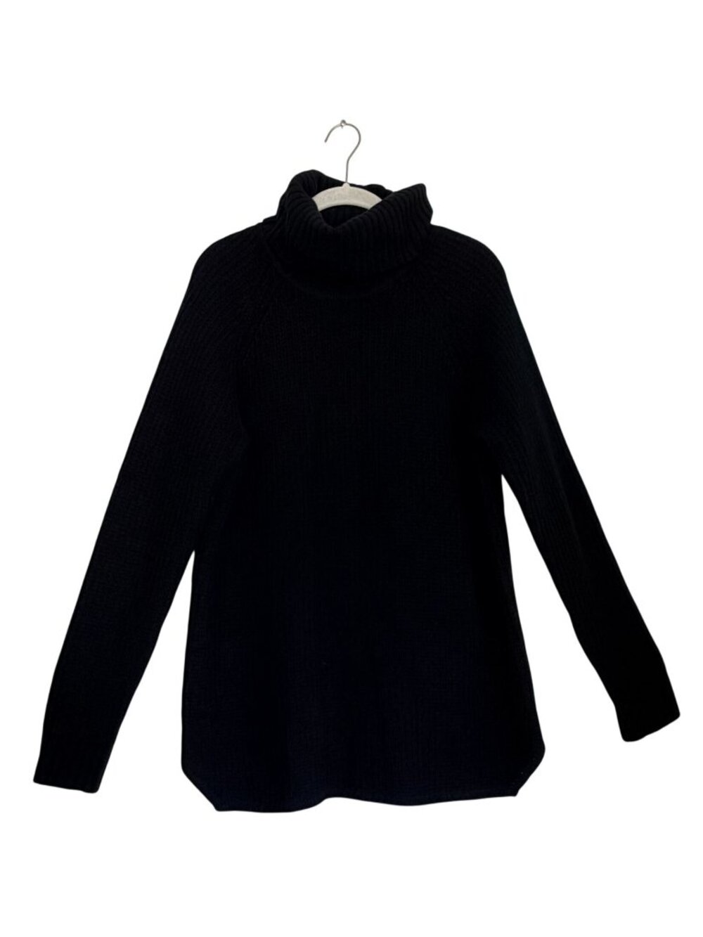 Theory Eurala Cashmere Turtleneck Shaker Rib Knit Sweater in Black - Sz L